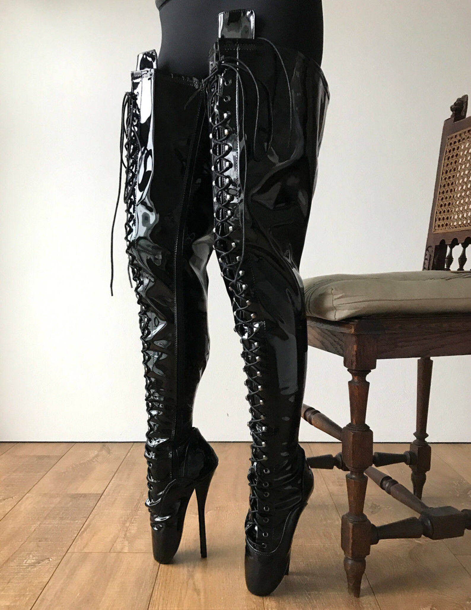 rtbu ezra fetish crotch ballet stiletto custom order black patent