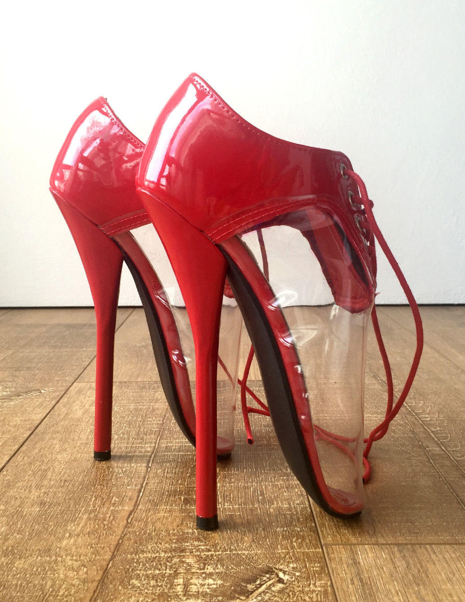 18cm capsule see through clear solid contrast fetish ballet heel oxford
