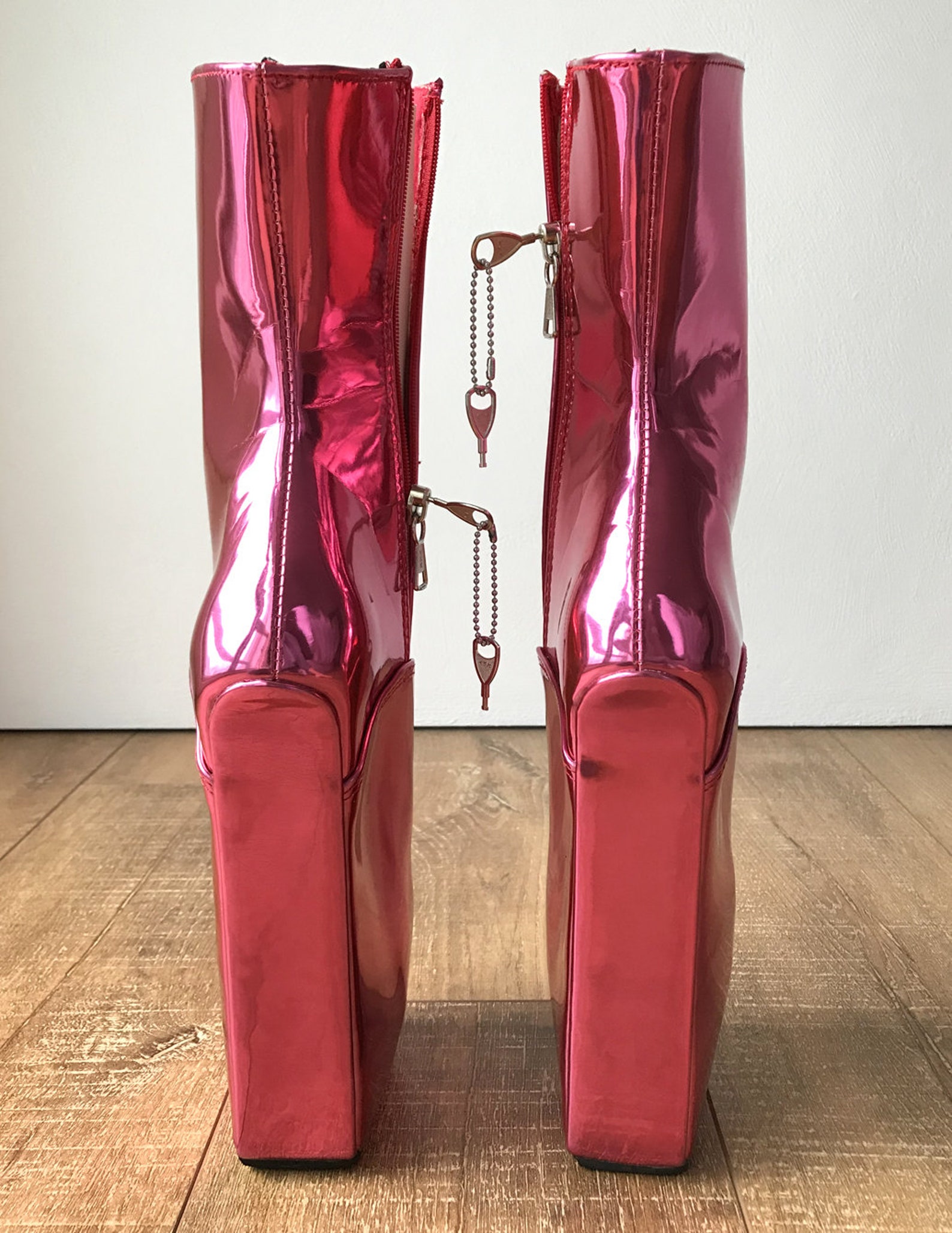 rtbu michelle ballet wedge lockable hoof sole heelless pointe boot metallic pink