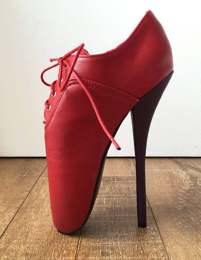 CHAPLIN A Ballet Stiletto Fetish Oxford Pointe Bootie 2 Tone Contrast Red Purple