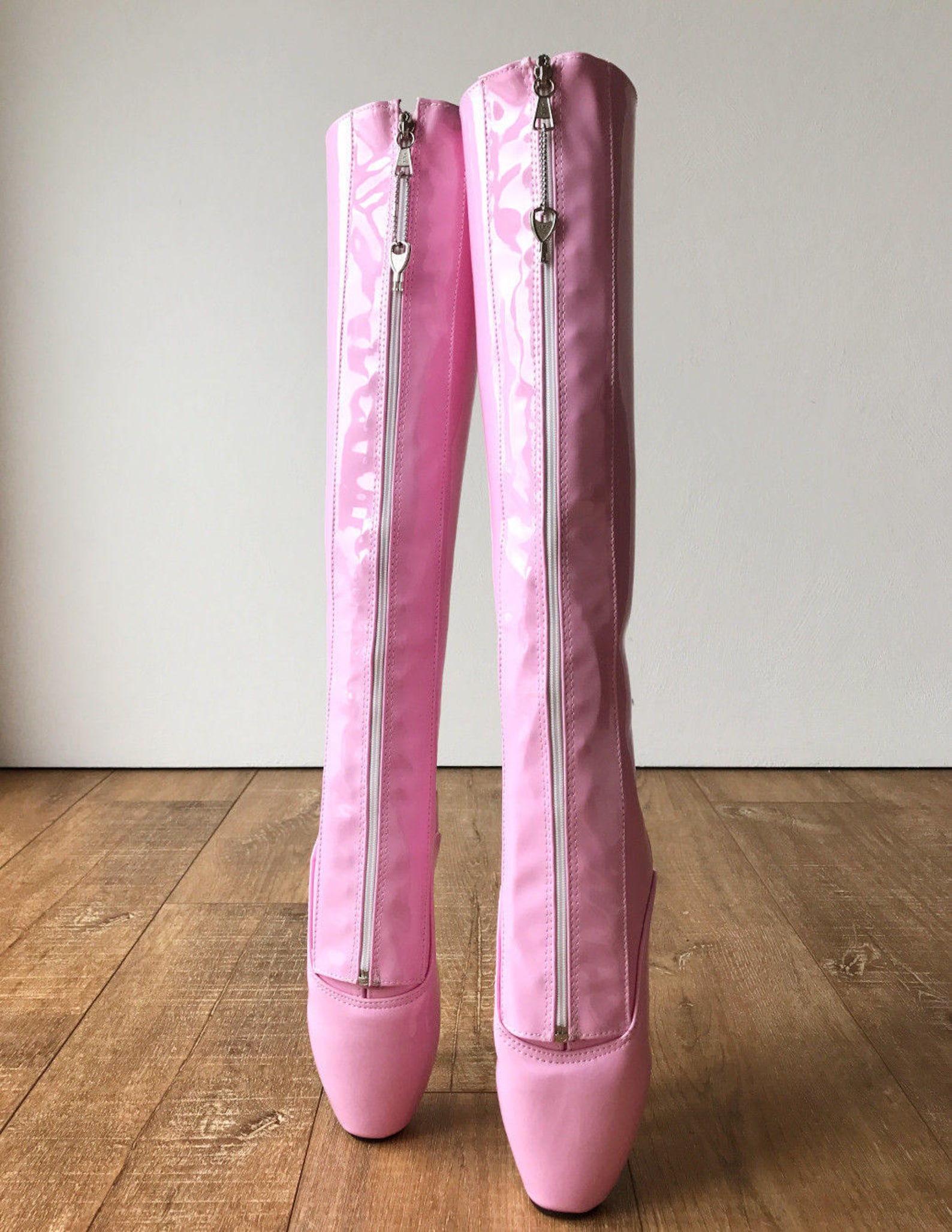 secret ii ballet pointe boots fetish pinup ballet lockable zipper light pink