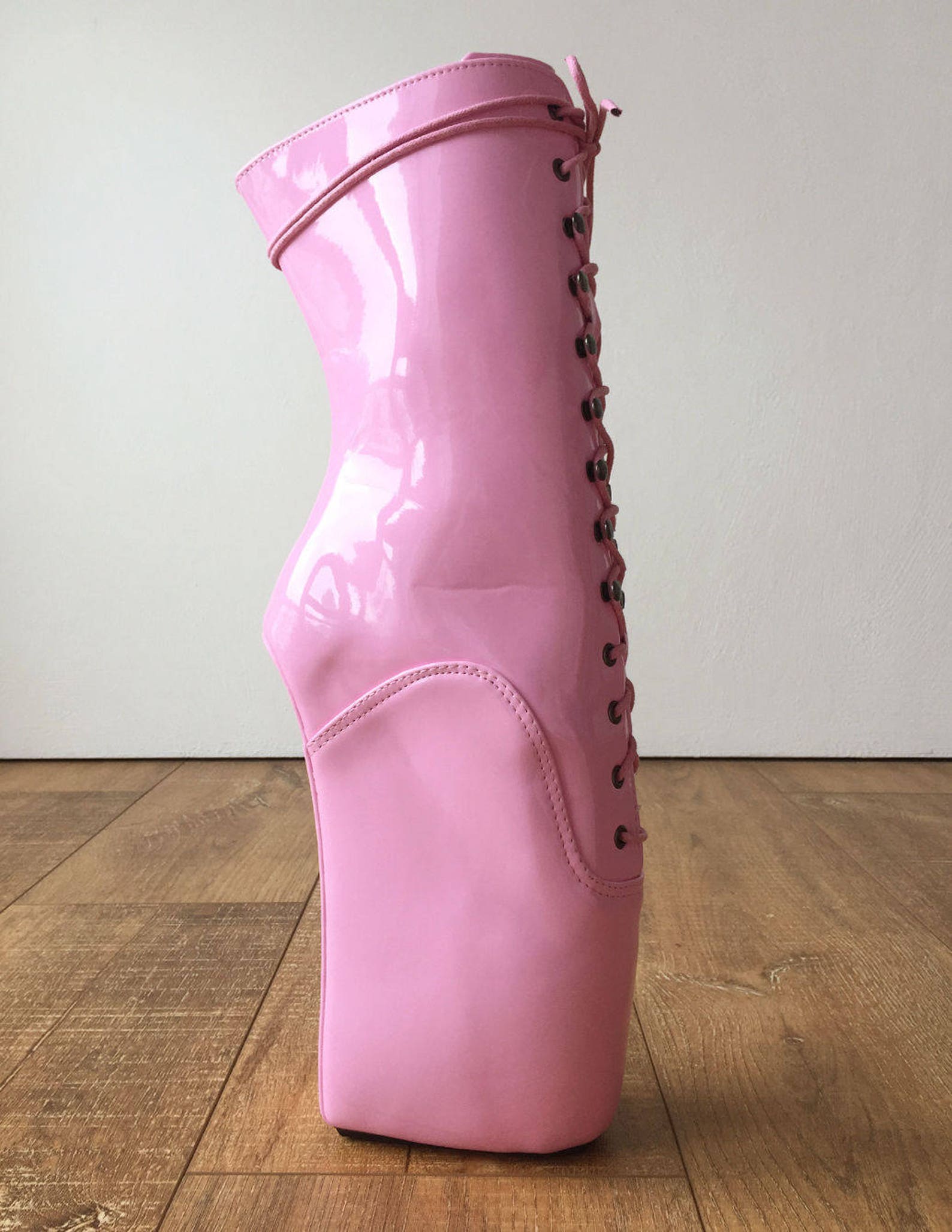 18cm beginner ballet wedge hoof sole heelless fetish pointe baby pink boots