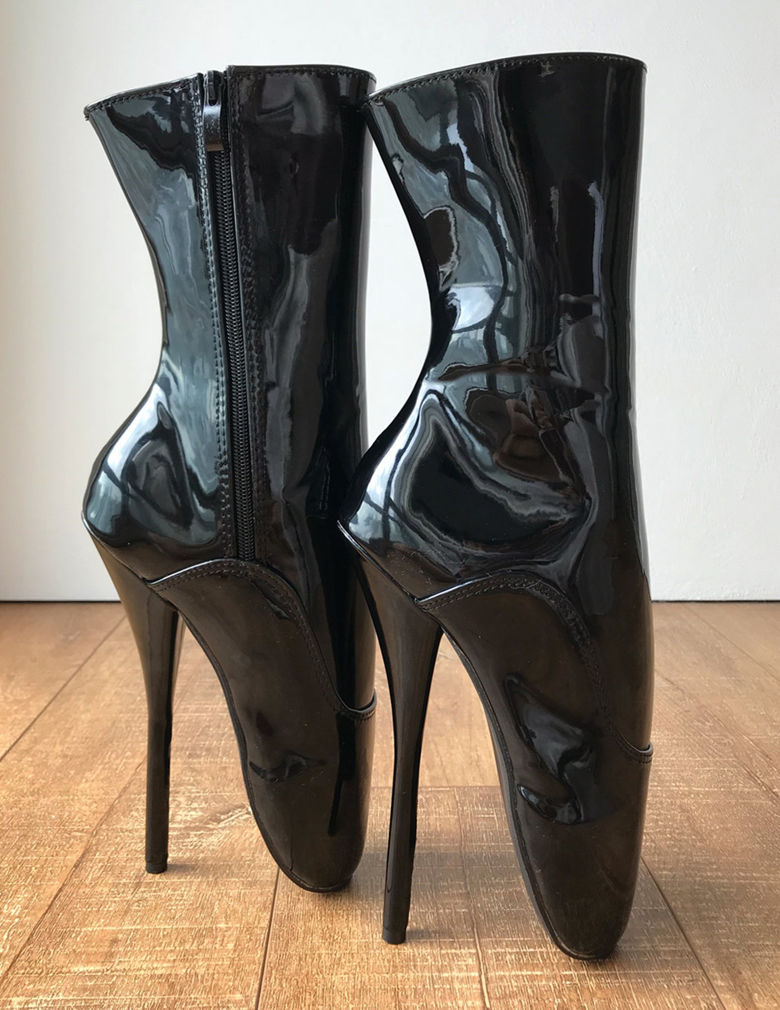 rtbu jean 18cm fetish goth punk slave punk ballet boots patent black rtbu jean 18cm fetish goth punk slave punk ballet boots patent black