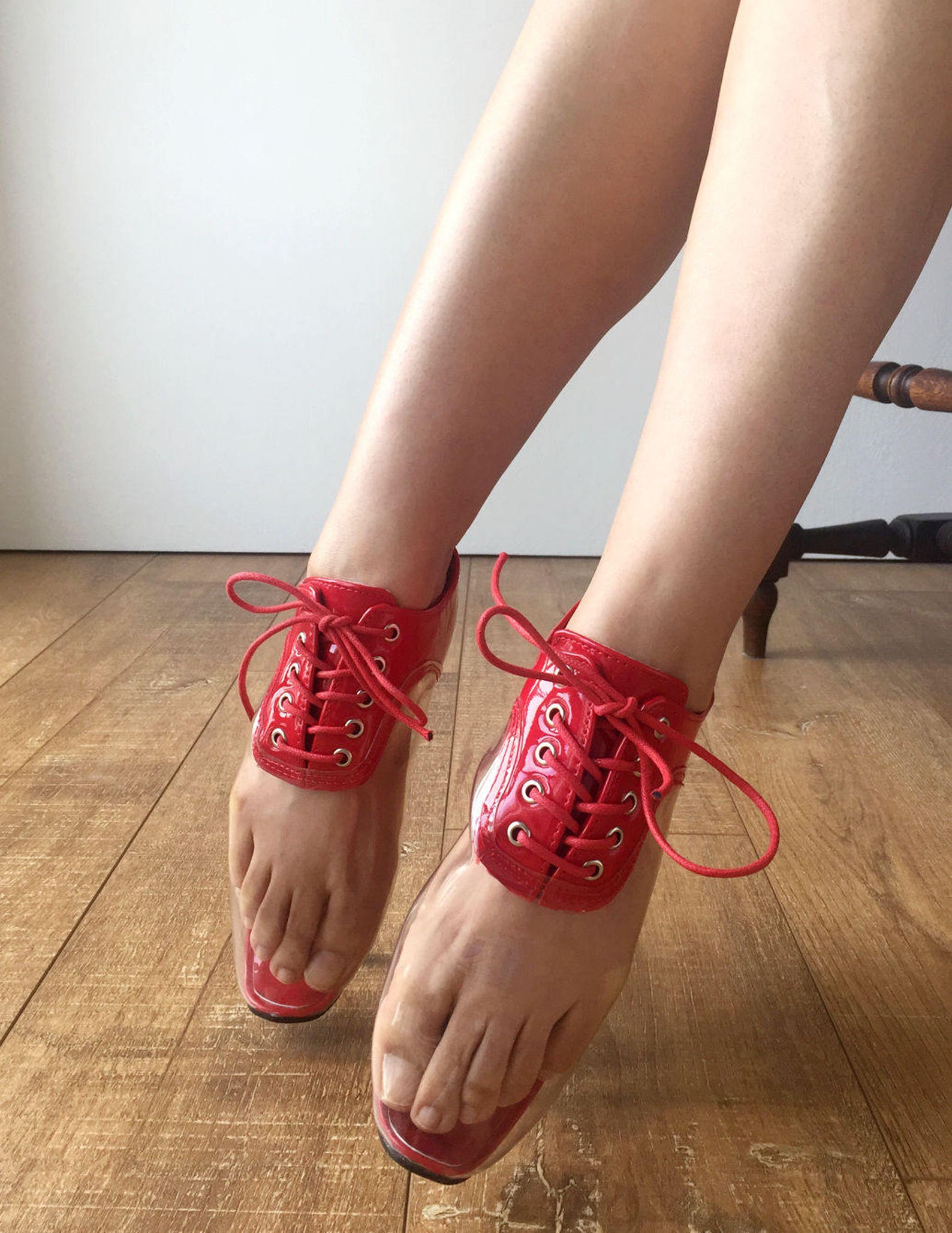 18cm capsule see through clear solid contrast fetish ballet heel oxford
