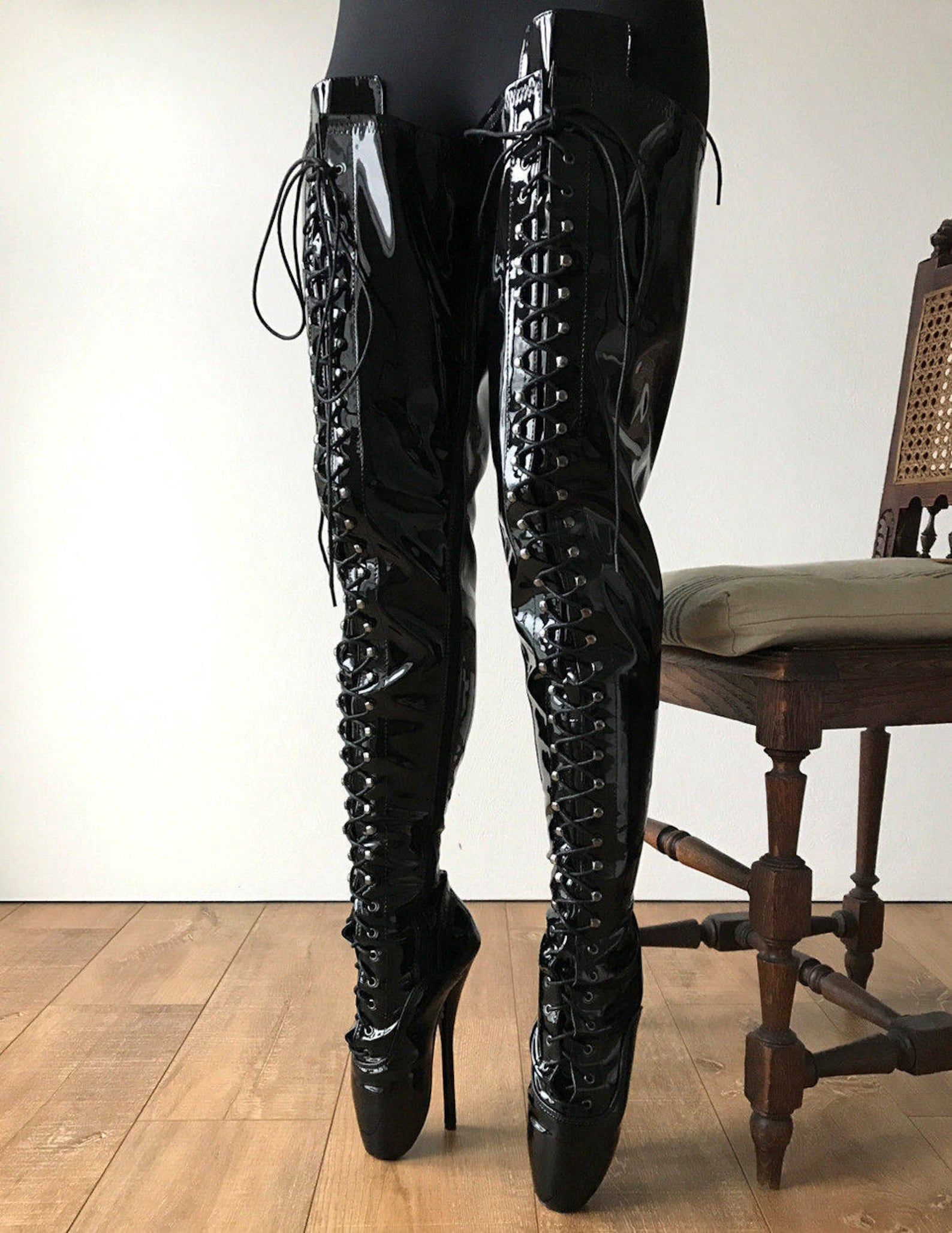 rtbu ezra fetish crotch ballet stiletto custom order black patent