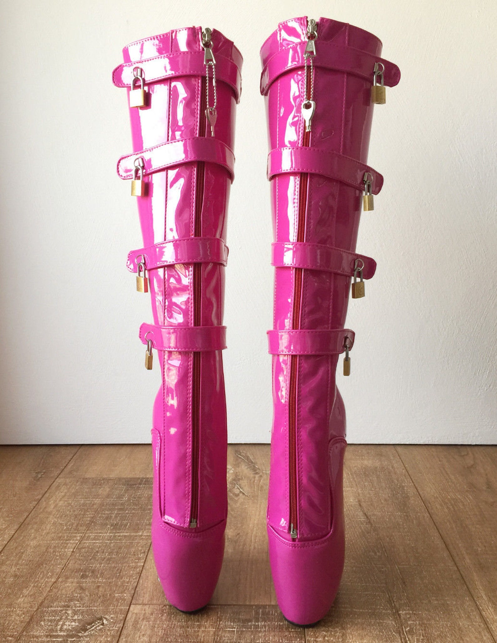 18cm 10 keys lockable beginner ballet wedge boots hoof heelless fetish hot pink 18cm 10 keys lockable beginner ballet wedge boots hoof heelless fetish hot pink