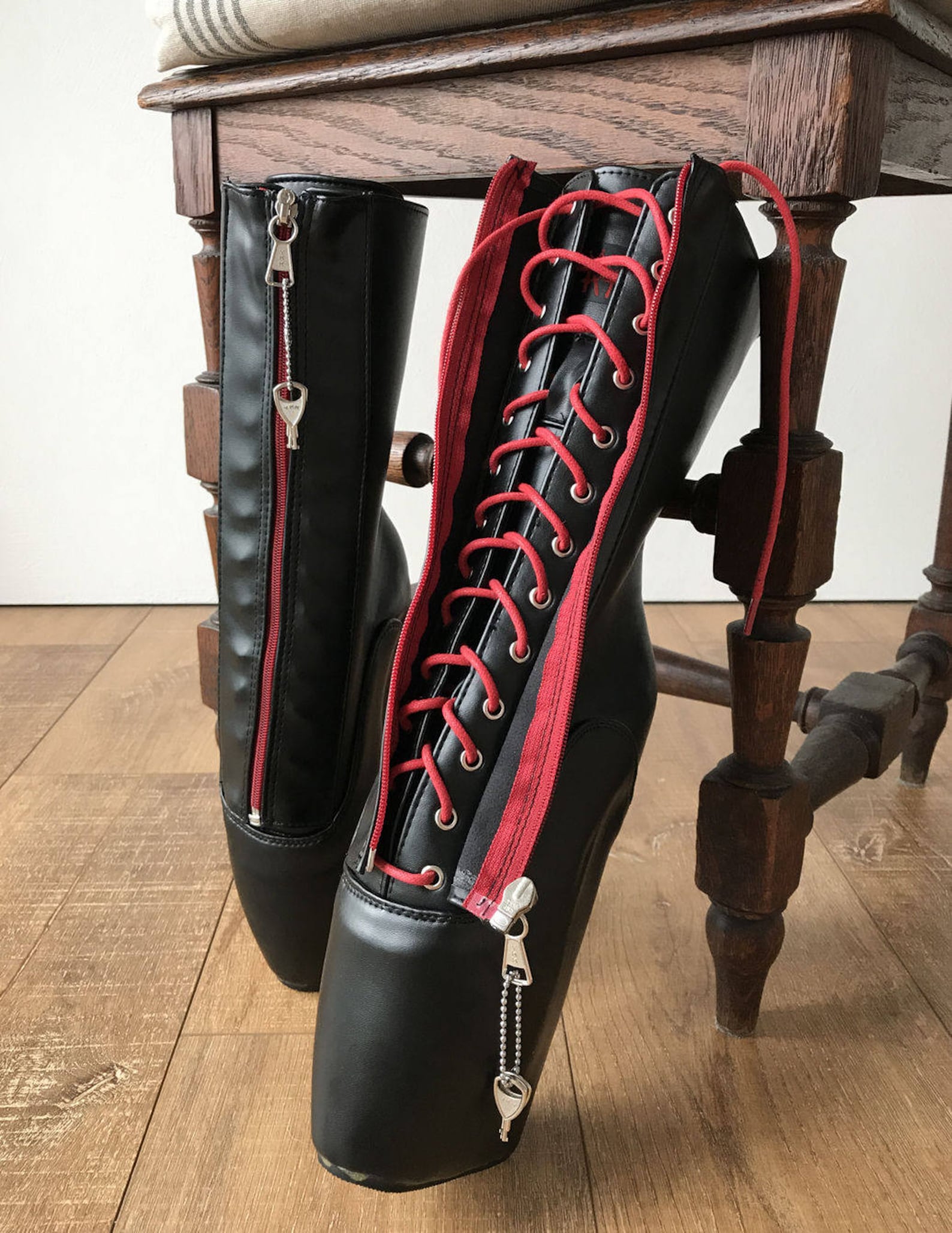 rtbu taboo red lockable zip ballet hidden red lace wedge fetish submissive boot rtbu taboo red lockable zip ballet hidden red lace wedge fetish submissive boot