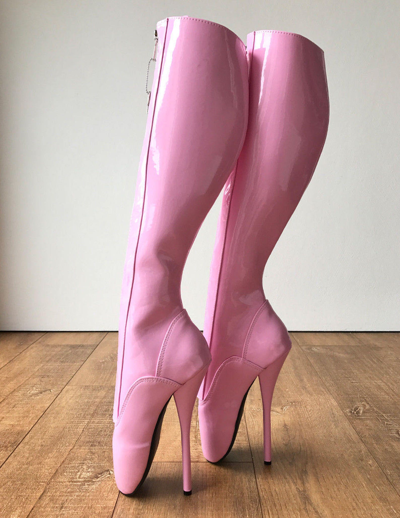 secret ii ballet pointe boots fetish pinup ballet lockable zipper light pink