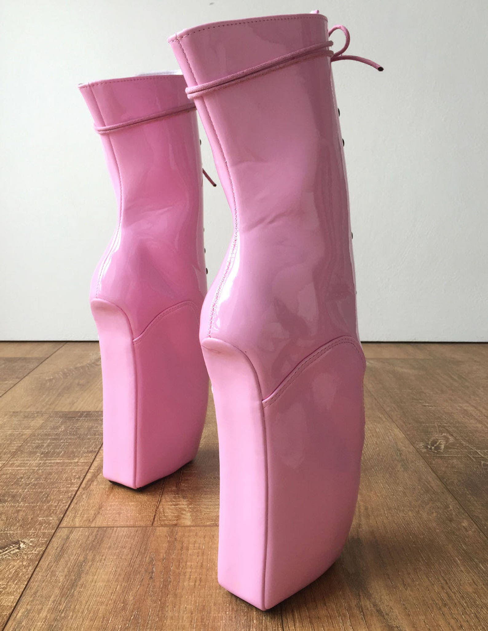 18cm beginner ballet wedge hoof sole heelless fetish pointe baby pink boots