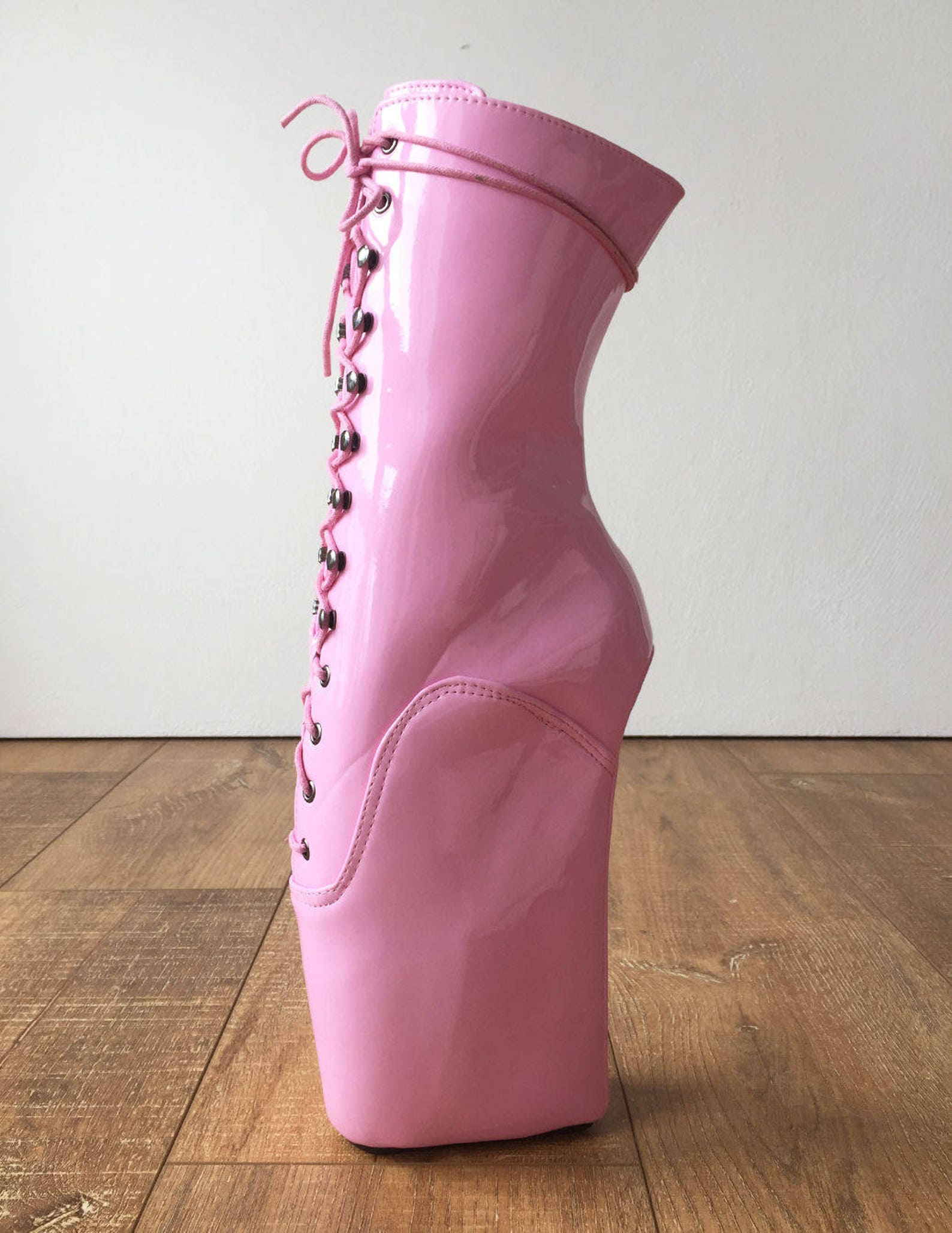 18cm beginner ballet wedge hoof sole heelless fetish pointe baby pink boots