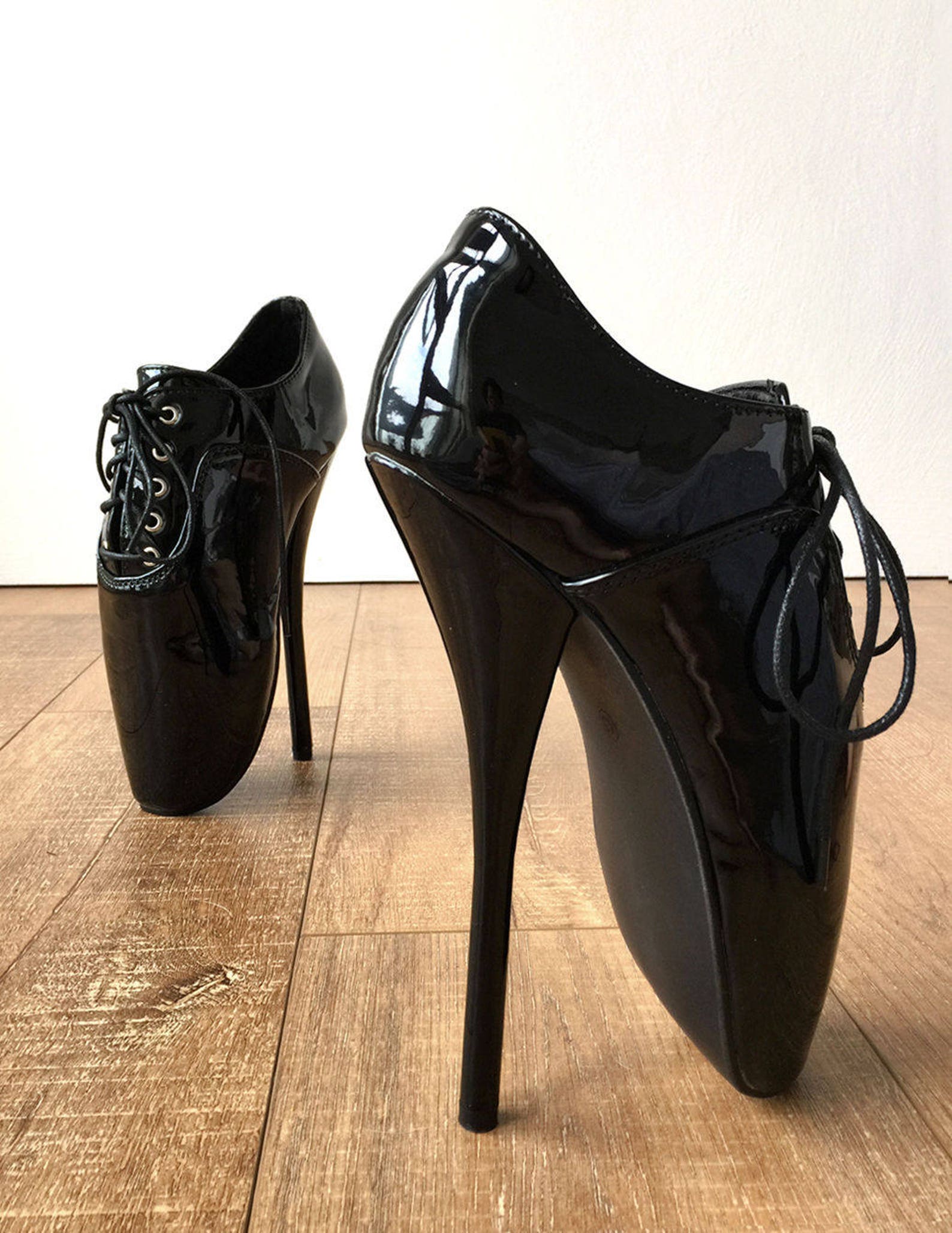 chaplin a ballet stiletto fetish below ankle booties oxford pointe black patent