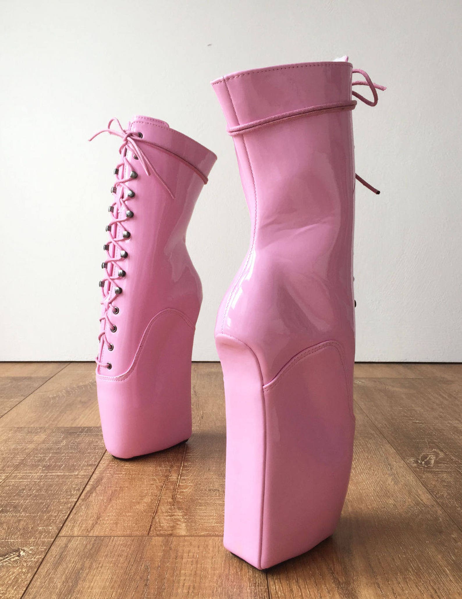 18cm beginner ballet wedge hoof sole heelless fetish pointe baby pink boots 18cm beginner ballet wedge hoof sole heelless fetish pointe baby pink boots