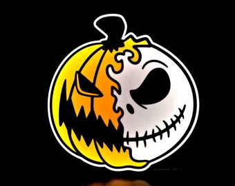 Caixa de Luz Jack Skellington – Luz Noturna de Abóbora de Halloween – Decoração de Outono O Estranho Mundo de Jack
