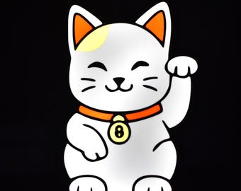 Luminária LED Maneki Neko – Gato da Sorte (17,15 cm x 24,81 cm) Impressa em 3D