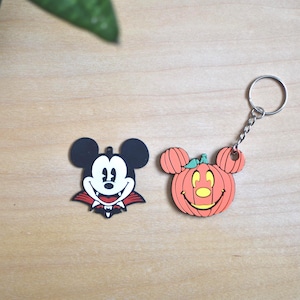 Halloween Keychain - Vampire & Pumpkin Mickey Mouse Keyring