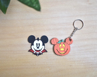 Halloween-sleutelhanger - Mickey Mouse-sleutelhanger vampier en pompoen