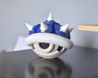 Estatueta de casco de tartaruga com espinhos | Decoração de mesa gamer impressa em 3D azul (18 cm)