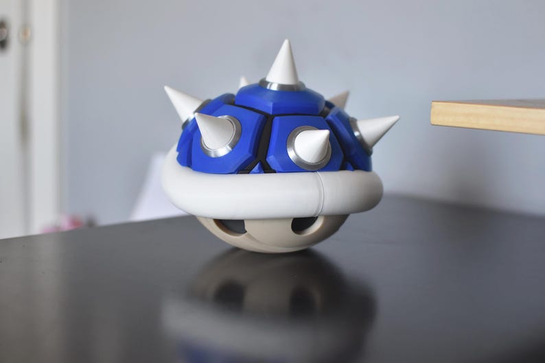 Spiked Turtle Shell Figurine | Blue 3D Print Gamer Desk Decor (7-inch ...