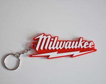 Chaveiro Milwaukee | Logotipo vermelho e branco com raio