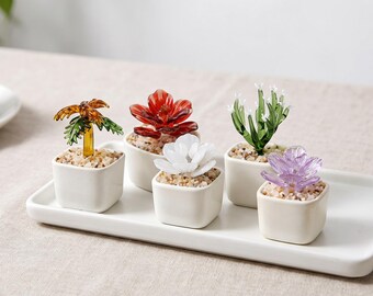 Liuli potplant decor, kokospalm beeldje, tropisch bureauornament, kantoorplank decor cadeau, mini kust vensterbank tafelaccent