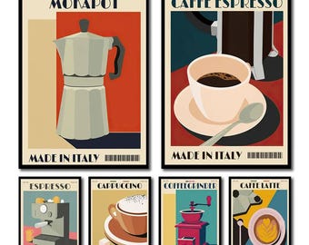 Italian Cafe Espresso Art Canvas Prints