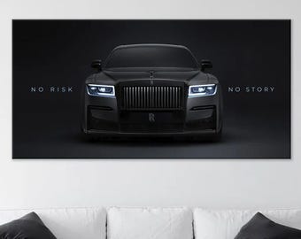 Impresión en lienzo motivacional de lujo de Rolls Royce negro