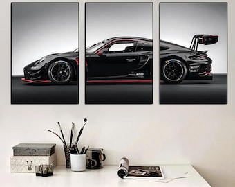 3-Piece Porsche GT3-RS Art Canvas Print