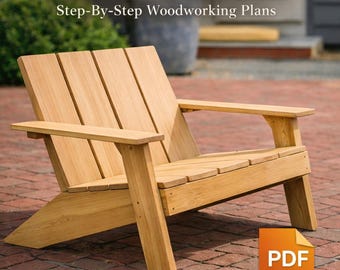 Panchina moderna Adirondack / Esterno / Progetti fai da te per la lavorazione del legno / Download immediato del PDF