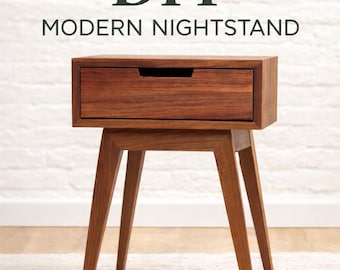 Piano di lavorazione del legno per comodino in stile moderno di metà secolo, PDF per principianti