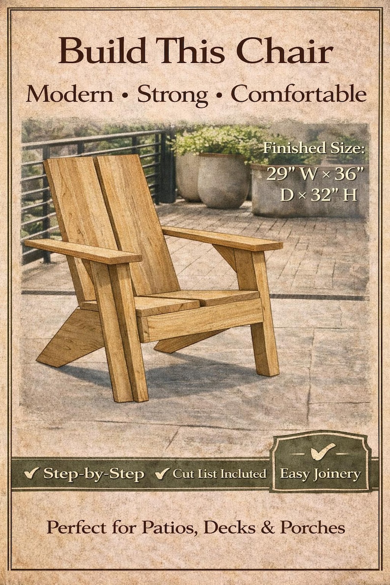Progetti moderni per sedie Adirondack / Lavorazione del legno per salotti da esterno adatti ai principianti (PDF) immagine 5