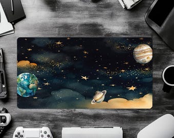 Planeten Schreibtischmatte, Topographisches Galaxie Design, rutschfeste Mousepad