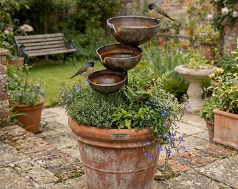 Metal Bird Bath,Rain Catcher Garden Stake,Rusty Garden Decor,Bee Bath For Garden, Garden Water Feature For Yard,Butterfly Water Feeder