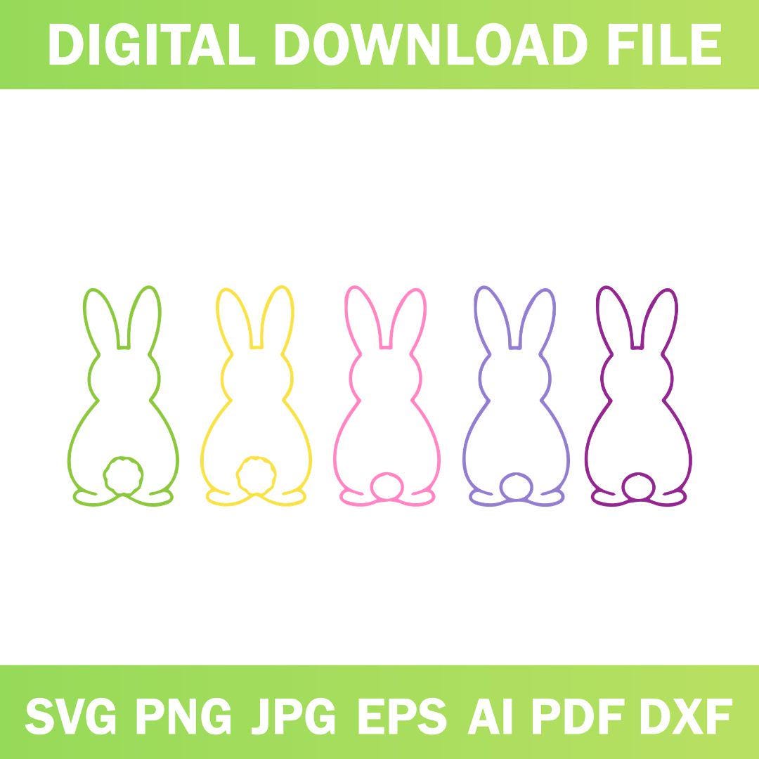 Easter Bunny Outline SVG Bundle Svg Png,rabbit Vector,bunny Silhouette ...