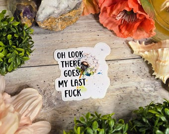 Grappige vloekende vinylsticker: Oh kijk, daar gaat mijn laatste f*ck