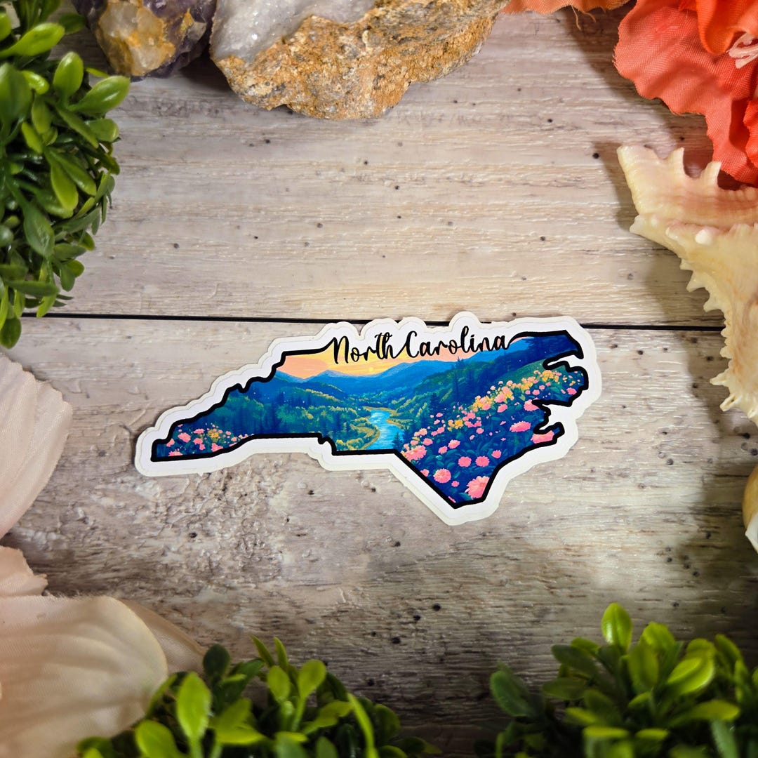 North Carolina State Vinyl Decal Sticker: NC American Flag Souvenir - Etsy