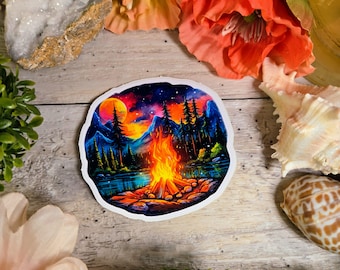 Camping Adventure Vinyl Sticker: Outdoor Nature Decal