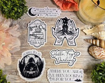 ACOTAR Vinyl Decal Sticker Set: Suriel Tea, Night Court, Velaris Stamp