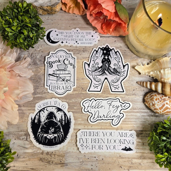 ACOTAR Vinyl Decal Sticker Set: Suriel Tea, Night Court, Velaris Stamp