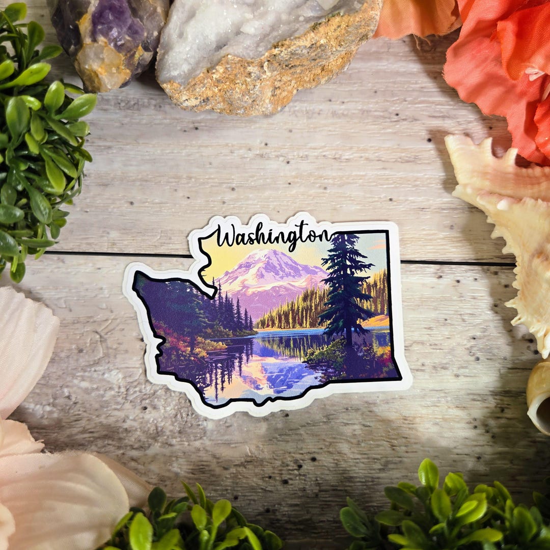 Washington State Vinyl Decal Sticker: WA American Flag Souvenir - Etsy