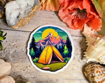 Camping Hiking Adventure Vinyl Sticker: Mountain