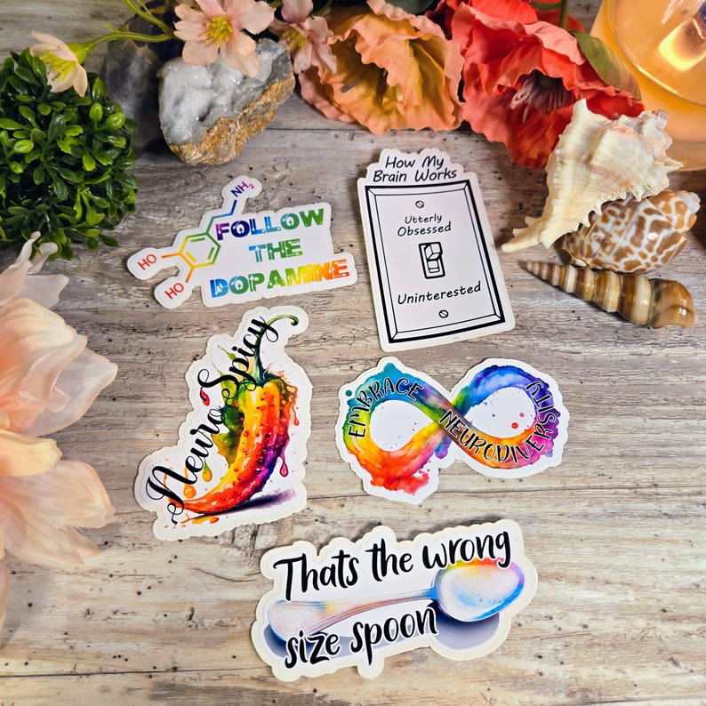 ADHD, ADD, Executive Dysfunction, Neurodiversity, Neurospicy, Vinyl Decal, Sticker, Dopamine, Neurodivergent, ODD Neurodiverse Set