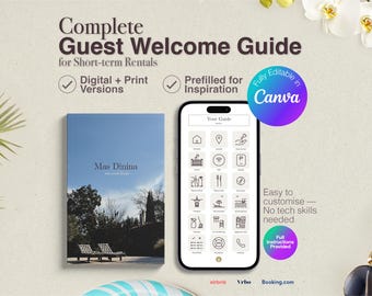 Airbnb-Willkommensbuchvorlage - Gastgeber-Kit, digitaler Kurzzeitverleih & druckbares Handbuch, Canva