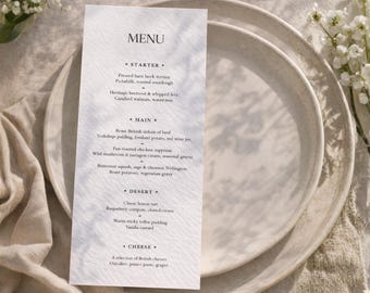 Traditionelle Hochzeit Tisch Menü Vorlage | Elegantes klassisches Design | Bearbeitbare Canva Vorlage | BT04