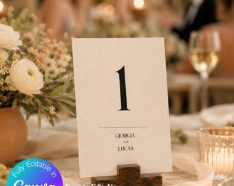 Elegante Tischnummer Schilder | Elegantes klassisches Design | Bearbeitbare Canva Vorlage | BT06