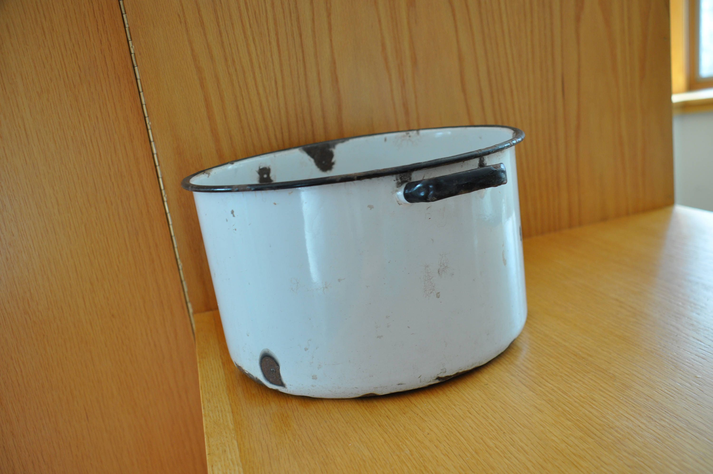 Vintage White Enamel Pot Etsy
