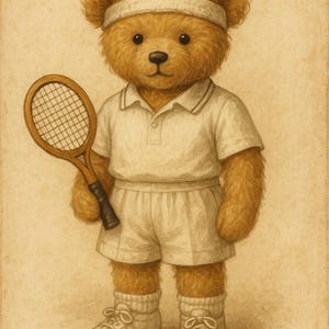 vintage tennis teddy bear