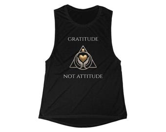 Flowy Tank Top: Gratitude Not Attitude - Inspirational Yoga Apparel