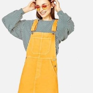 Bershka Yellow Vintage Women&#39;s Denim Overall Size M