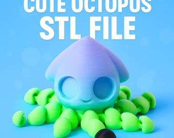 3D Printable Octopus Model | Desk Decor Toy (STL File)
