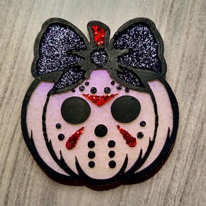 Jason Mask Pumpkin Freshie with Bow